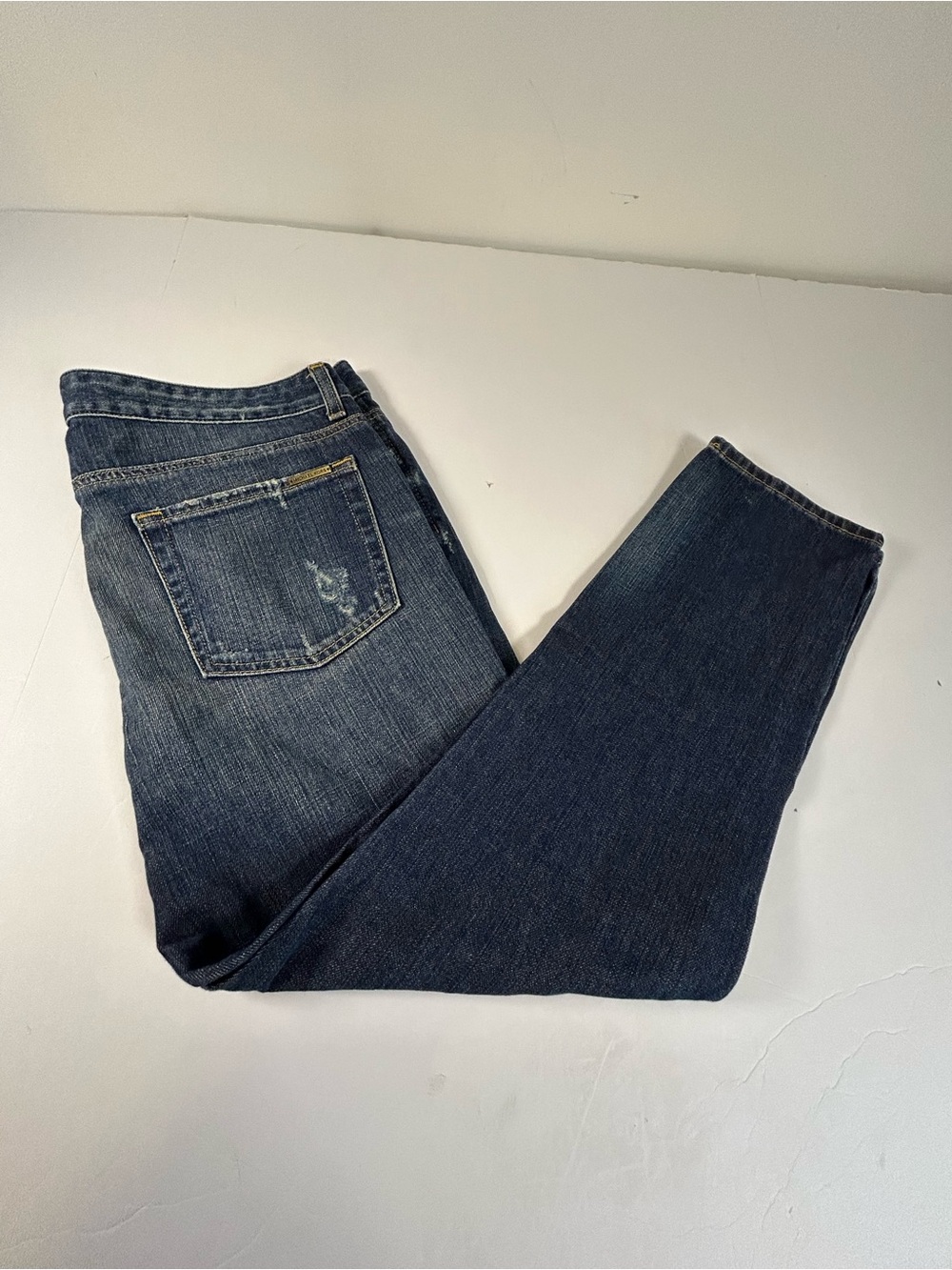 Michael Kors Dark Blue Distressed Denim Jeans Boyfriend style
